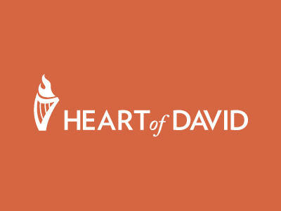 Heart of David branding christian church fire flame harp logo worship