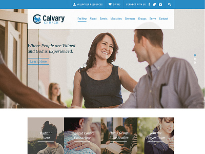 Calvary Church church church web site clean dove homepage web