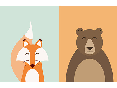 Fox & Bear bear cute fox illustration