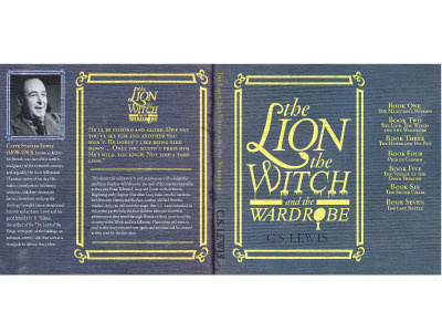 Lion, witch and Wardrobe book cover cs lewis type