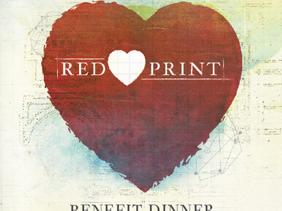 Red Print Benefit Poster blueprint heart poster