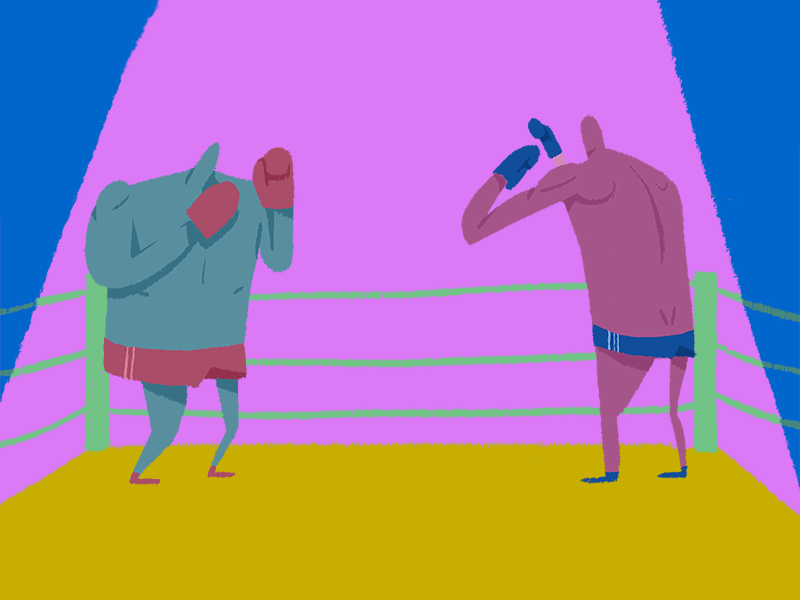 Boxers 2d animation character design flat design frame by frame gif illustration loop motion motion graphics