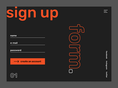 Sign Up form / Daily UI Challenge 01 concept dailyui design firstshot form interface minimal signup swiss typography ui ux web webdesign