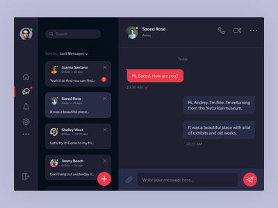 Direct Messaging / Dark mode app app design clean colors concept dailyui dark dashboard design desktop icon interface message message app typography ui user interface ux web webdesign