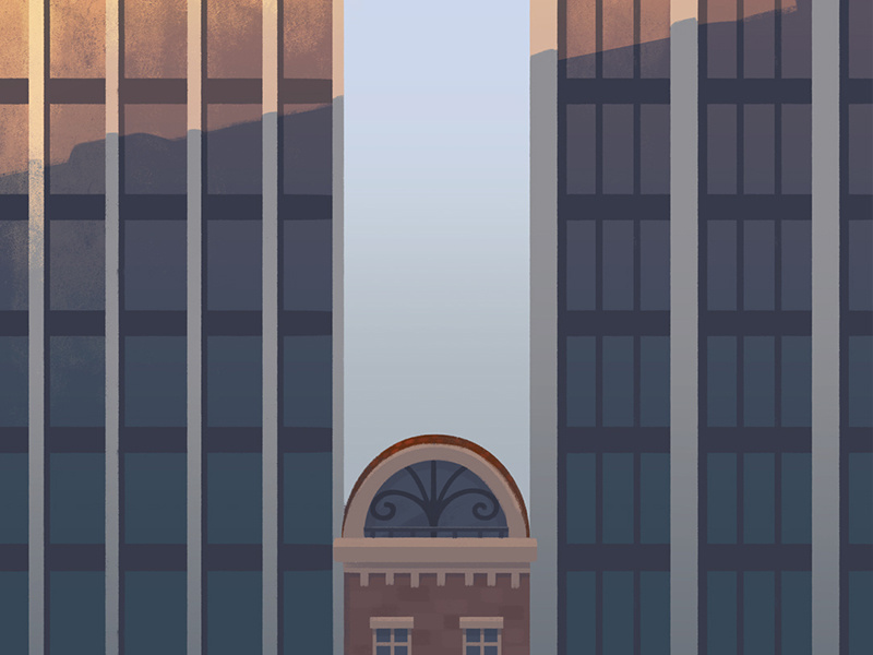 Daisy's attic roof highrise sky-scrapper brownstone illustration building house city attic home