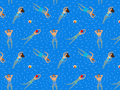 Pool pattern flat illustration pattern people pool sea seamless swimming vacation vector water