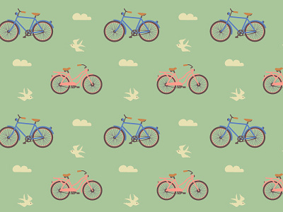 Bikes bicycle bike bird illustration pattern ride seamless vector