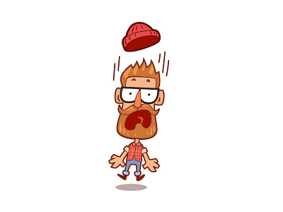 AAAAh! beard dude hat hipster illustration lumberjack scared scream sticker vector