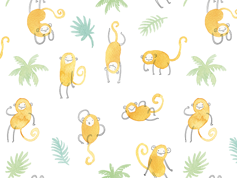 Monkeys Pattern by Katerina Pushkina on Dribbble