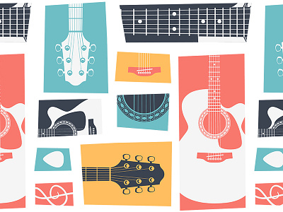 Guitar pattern design guitar illustration music pattern seamless vector