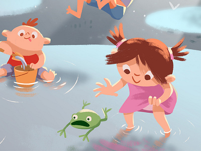 Tempting (2) childhood children frog illustration kids playground puddle rain storybook summer water