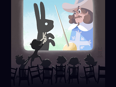 Shadows adventure bunny camp children cinema illustration kids movie musketeers screen shadows