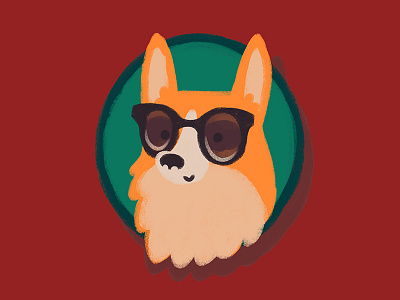 Cool Corgi cartoon corgi cute dog illustration portrait sunglasses