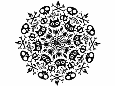 Black Cat Mandala bones cat circle eye illustration magic mandala procreate skull spell symmetry witch