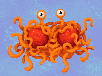 Fsm cartoon doodle flying food fsm monster spaghetti sticker