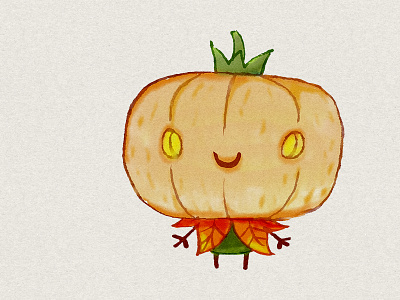 Jack O'lantern character costume cute halloween illustration monster pumpkin watercolor