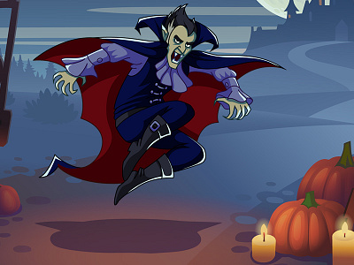 Vampire cartoon character design dracula flying game halloween illustration monster spooky vampire vector