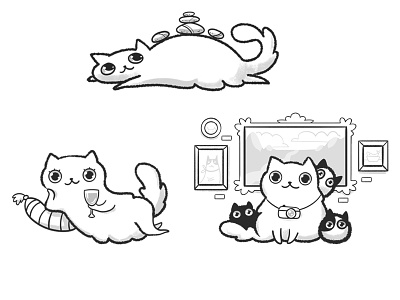 Cats sketches cat character children drawing holiday illustration kids kittens mascot museum sketches spa vacation wine