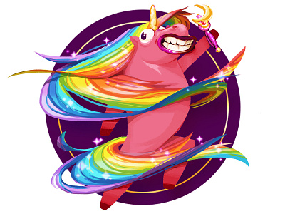 Unicorn art badge cg character gameart illustration magic medal pink unicorn