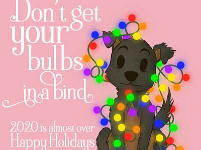Bulbs in a Bind animal art artist christmas christmas card digital art holiday holidays illustration ipad pro ipad pro art lights procreate puppy