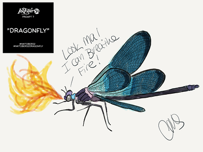 Dragonfly art artist bugs cartoon digital art dragon dragonfly fire hand drawn illustration inktober insect insects ipad pro