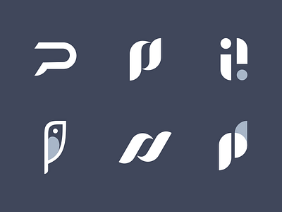 Letter P marks 2018 bird illustrations logo marks p sketch typography