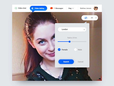 Filter search menu app application chat dating design interface ui ux video web webcam