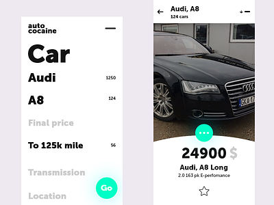 Auto Cocaine design application app applicaiton auto concept design interface iphone job minimal mobile phone ui ux