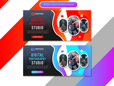 abstract digital photography studio social media banner design