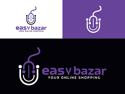 easy bazar online shopping logo design branding business company corporate design easy bazar easy digital downloads illustration logo online shooping shop shopping typography