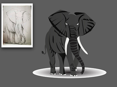 Elephant Illustration ,BLACK , WHITE