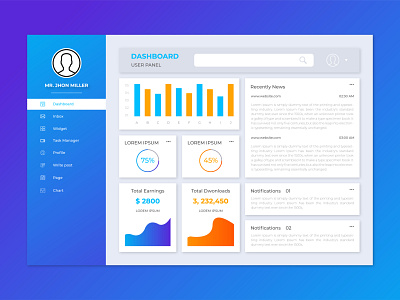 Blue yellow Creative Modern Business Dashboard Illustration