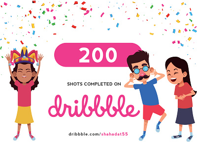 celebrating 200 shots on dribbble