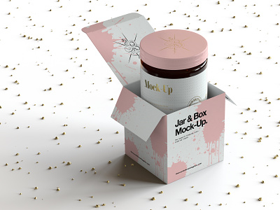 Amber Glass Jar & Box Packaging Mock Up - Vol.1 body butter branding cbd face cream glass honey identity medical cannabis nutrients packaging presentation wellbeing
