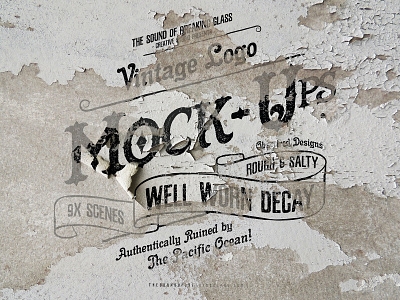 Rustic & Vintage Logo Mock Up Pack branding cracked decay graphic grunge logo logo design mock up mockup mural painted presentation rust rustic texture typography vintage wall art weathered wooden