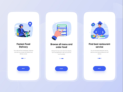 Food Delivery App Onboarding - Motion Interaction 🍔 aftereffects animated illustration blue clean clean ui food delivery app food illustration good interaction mobile ui motion motion design motion graphic smooth smooth animation