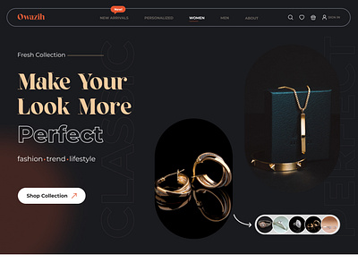 Owazih Jewelry eCommerce Website dark design development jewelry ui uiux ux web website webui