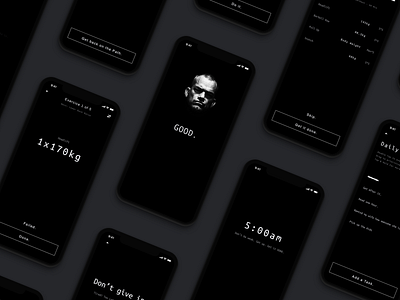 Jocko App app blackletter dark darktheme design disciplien jocko minimalist mobile mono ui ui design uiux willink
