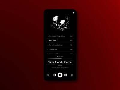 Music Player UI black blackmetal dark theme metal music music player player ui rock skull ui ux