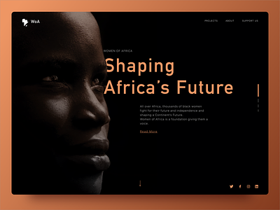 Women of Africa - ONG Landing Page africa african woman black dailyui dark theme landingpage ong women