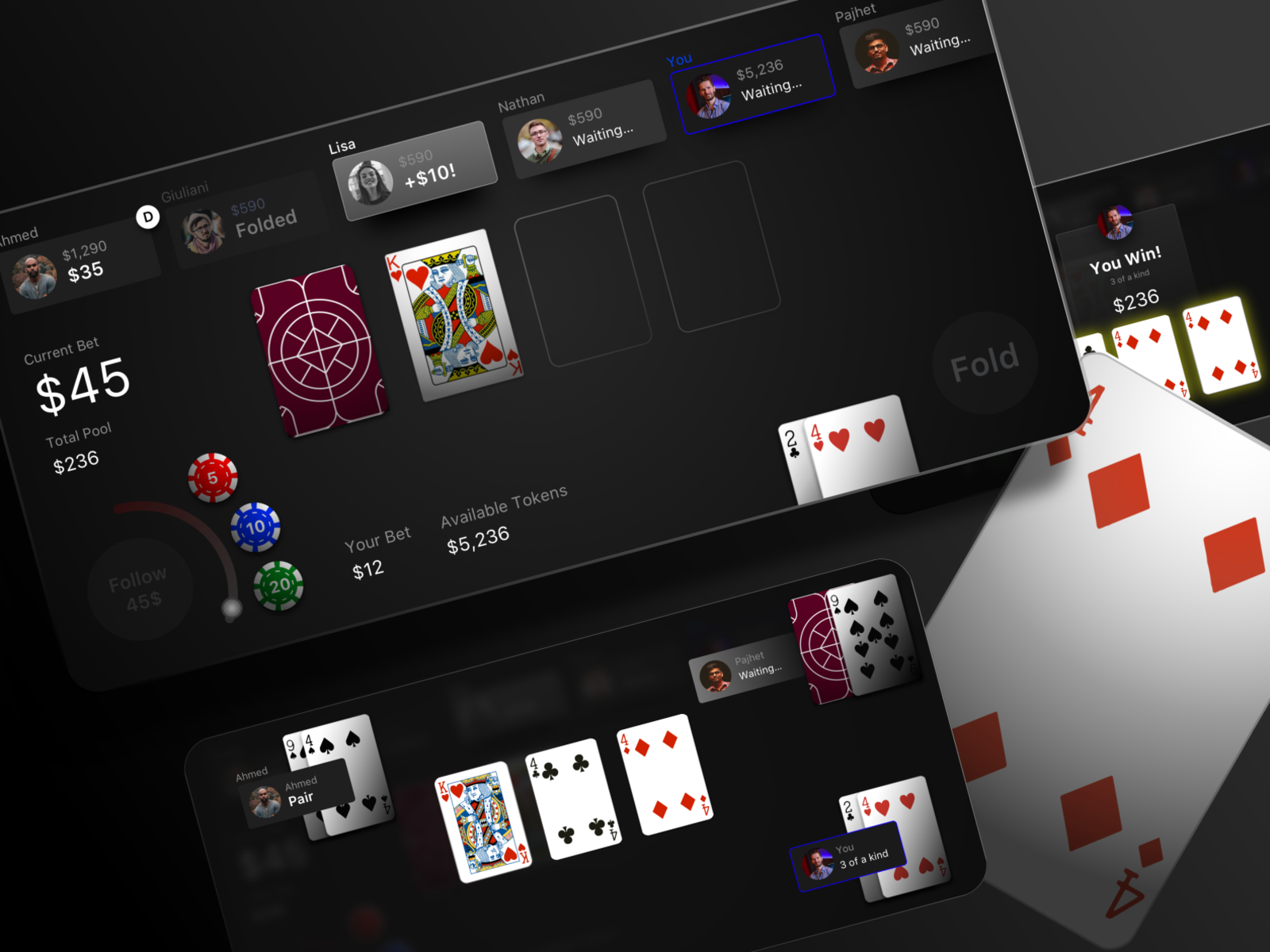 Poker App UI challenge by Valentin Cheval on Dribbble