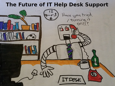 The Future of IT Help Desk Support call centre cartoon comedy robot