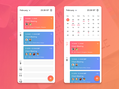 Smart Calendar flow and User Interface adobe xd android interaction interaction design ui ux