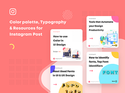 Color palette, Typography & Resources for Instagram Post color palettes instagram resources typography