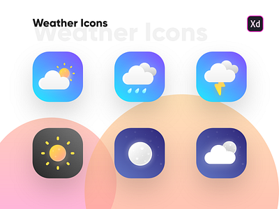 Weather Icon Freebies adobe xd ingeniouspixel interaction design ui ux weather weather app weather forecast weather icon weather icons weather widget