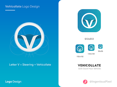 Vehicollate logo Design app app icon app logo cab car logo ingeniouspixel interaction design travel travel agency travel app traveling ui ux vector vehicle vehicle app vehicle icon