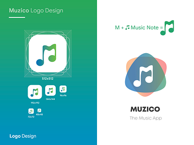 Muzico logo Design app icon branding icon icon set ingeniouspixel interaction design logo logotype music music app note
