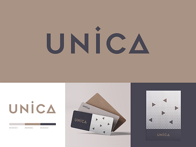 Unica Logo architecture branding design geometric design geometry geomteric identity logo logomark logotype mark minimal pattern pattern design symbol triangle typography unique