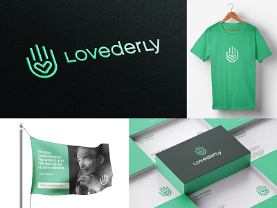 Lovederly Logo branding elderly fingers hand hand palm heart identity logo logomark logotype love mark minimal oldage symbol typography