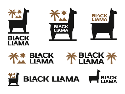 Black Llama Logo agency animal animal logo black black llama branding design identity illustration llama logo logomark mark mountain palm sun typography